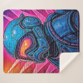 Neon Cyberpunk Astronaut Sherpadecke (Vorderseite (Horizontal))
