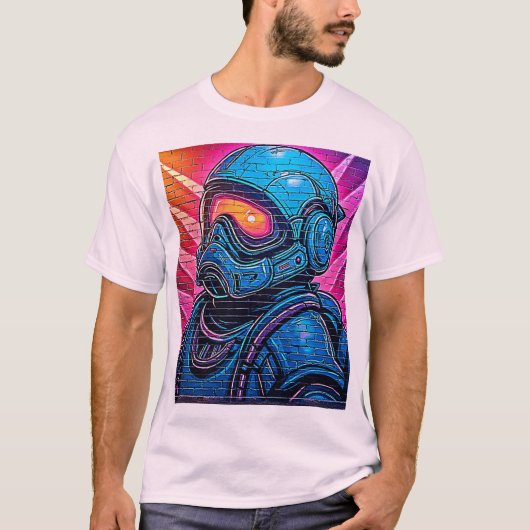 Neon Cyberpunk Astronaut T-Shirt (Vorderseite)