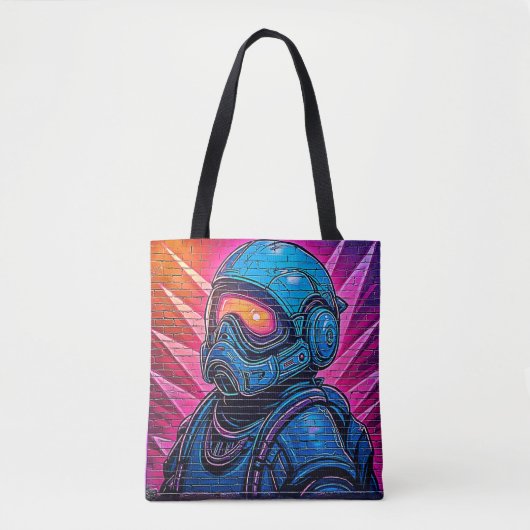 Neon Cyberpunk Astronaut Tasche (Vorderseite)