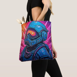 Neon Cyberpunk Astronaut Tasche