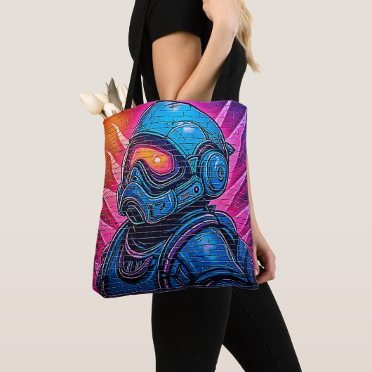 Neon Cyberpunk Astronaut Tasche (Von Nahem)