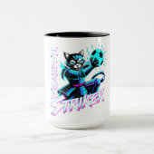 Neon Cyberpunk Cat Mugs – Gamer Gift Edition Tasse (Zentrum)
