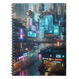 Neon Cyberpunk City - Futuristisches Stadtdesign Notizblock