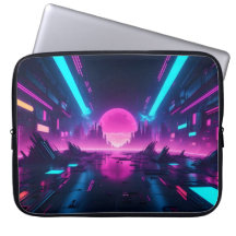 Neon Cyberpunk Cityscape Synthwave Retro Tech