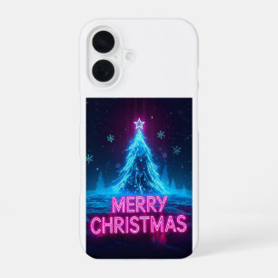 Neon Cyberpunk Frohe Weihnachten iPhone 16 Hülle