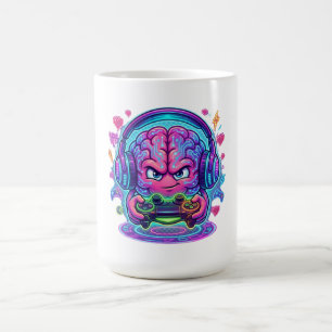 Neon-Cyberpunk-Gamer-Gehirn-Level-Up-Controller Kaffeetasse