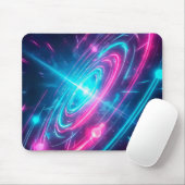 Neon Cyberpunk Glowing Galaxy Light Trails Mousepad (Mit Mouse)