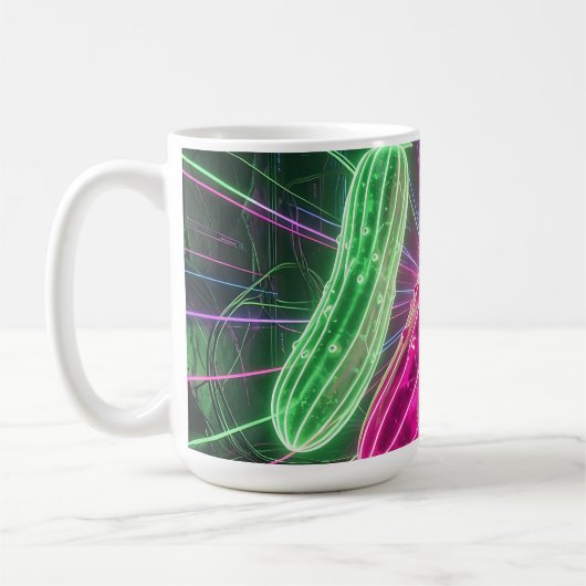 Neon-Cyberpunk-glühende Gurken Kaffeetasse (Links)