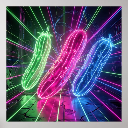 Neon-Cyberpunk-glühende Gurken Poster (Vorne)