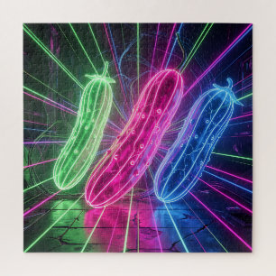 Neon-Cyberpunk-glühende Gurken Puzzle