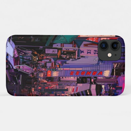 Neon Cyberpunk Metropole Case-Mate iPhone Hülle (Rückseite (Horizontal))