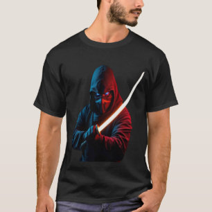 Neon-Cyberpunk-Ninja – Leuchtendes Katana-Grafik T-Shirt