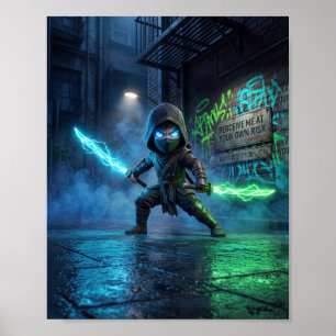 Neon-Cyberpunk-Ninja-Plakat Poster