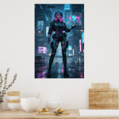Neon Cyberpunk Operative – Futuristic City Poster  (Küche)