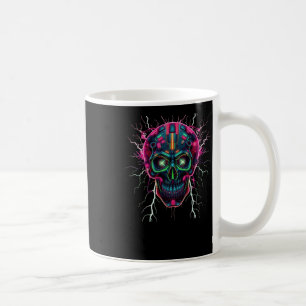 Neon Cyberpunk Skull - Futuristische digitale Kuns Kaffeetasse