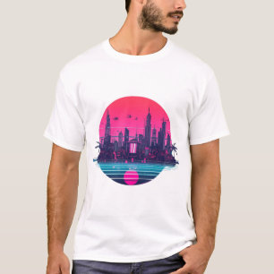 Neon-Cyberpunk-Stadt – futuristische Nachtillustra T-Shirt