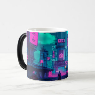 Neon Cyberpunk Stadt Futuristischer Gamer Verwandlungstasse