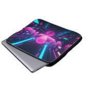 Neon-Cyberpunk-Stadtlandschaft Synthwave Retro-Tec Laptopschutzhülle (Vorne Knopf)