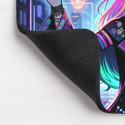 Neon Cyberpunk Tech Hexe - Futuristisches Kunstdes Mousepad (Ecke)