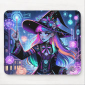 Neon Cyberpunk Tech Hexe - Futuristisches Kunstdes Mousepad (Vorne)