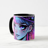 Neon Cyberpunk Tech Hexe - Futuristisches Kunstdes Tasse (Vorderseite Links)