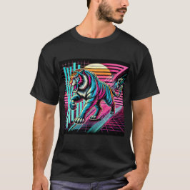 Neon Cyberpunk Tiger Retro Futuristic Ästhetik T-Shirt