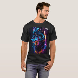 Neon-Cyberpunk-Wolf-Grafik-T-Shirt - Leuchtendes W T-Shirt