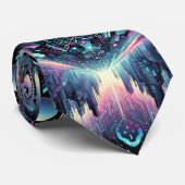 Neon Cyberworld Krawatte (Gerollt)