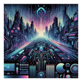 Neon Cyberworld Poster