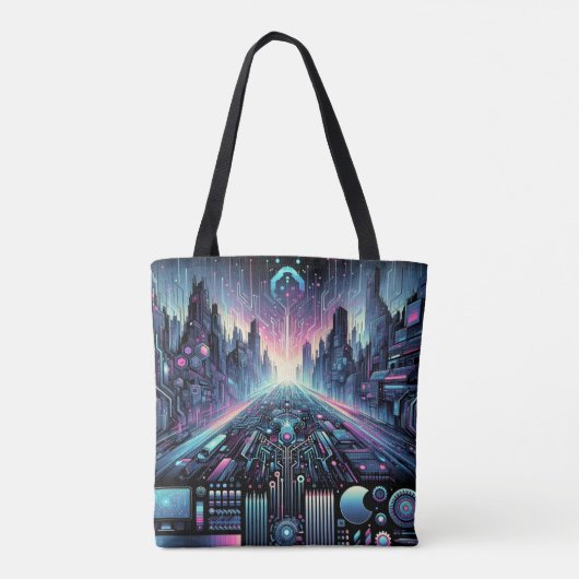 Neon Cyberworld Tasche (Rückseite)