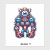 Neon Cyclops Monster Sticker (Blatt)