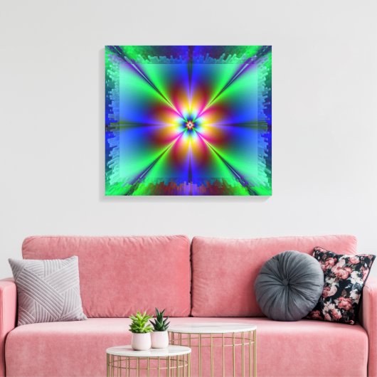 Neon Daisy Leinwanddruck (Insitu (Wohnzimmer))