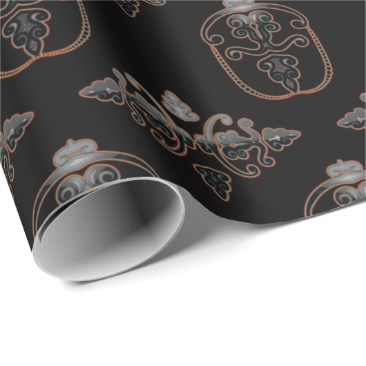 Neon Damask Pattern Geschenkpapier (Rolleneckpunkt)