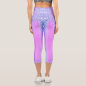 Neon Dance Capri Leggings Lila Rosa Glitzer (Rückseite)