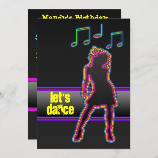 Neon Dance - Lasst uns Einladungen tanzen (Vorne/Hinten)