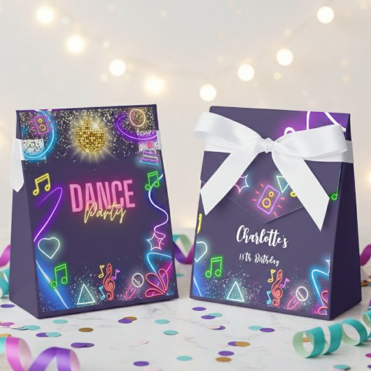 Neon Dance Party Geburtstag Geschenkschachtel