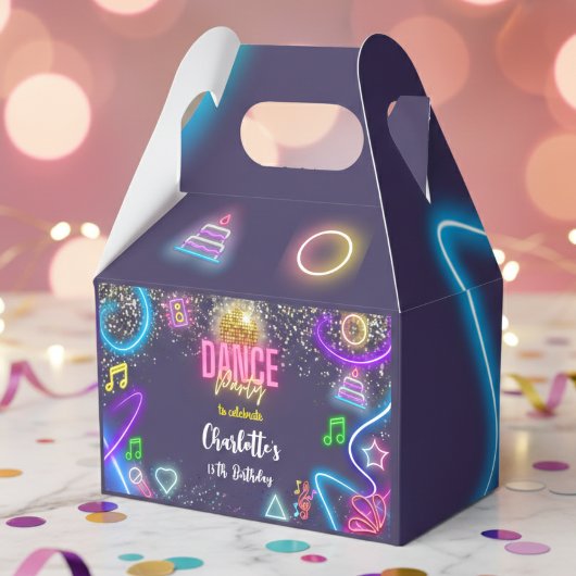 Neon Dance Party Geburtstag Geschenkschachtel