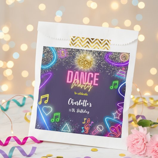 Neon Dance Party Geburtstag Geschenktütchen