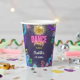 Neon Dance Party Geburtstag Pappbecher