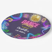 Neon Dance Party Geburtstag Pappteller (Schrägansicht)