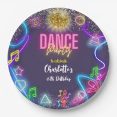 Neon Dance Party Geburtstag Pappteller (Vorderseite)