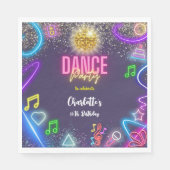 Neon Dance Party Geburtstag Serviette (Vorderseite)