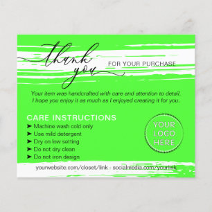 Neon Danke, dass Sie Tipps waschen Pflegeanleitung Flyer