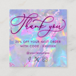 neon danke Ihnen gemstone opal Textur Discount-Kar Quadratische Visitenkarte