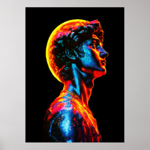 Neon-David-Statue  Poster