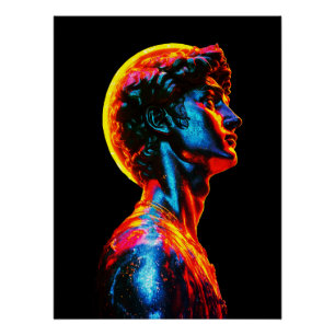 Neon-David-Statue Poster