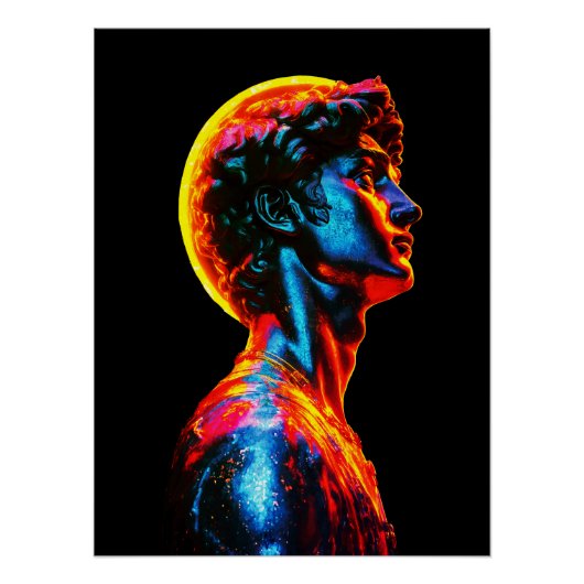 Neon David Statue  Poster (Vorderseite)