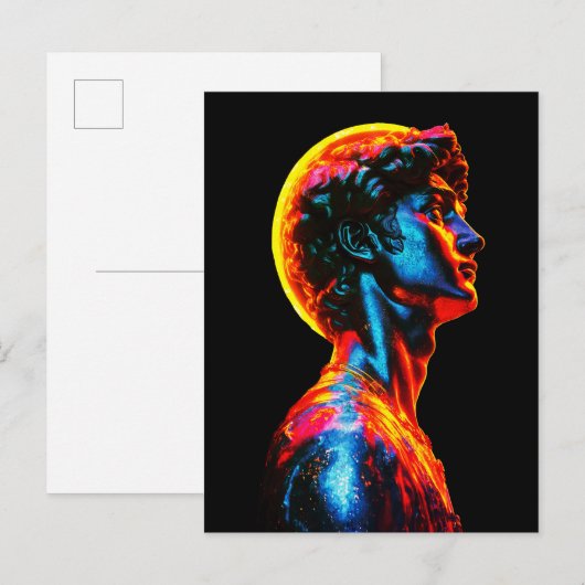 Neon David Statue  Postkarte (Vorne/Hinten)