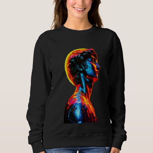 Neon-David-Statue Sweatshirt (Vorderseite)