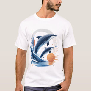 Neon-Delfin-Welle – Futuristische Retro-Ozeankunst T-Shirt